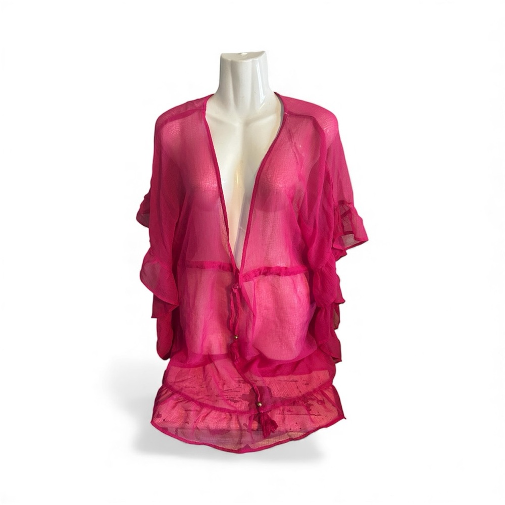 Vibrant Pink Sheer Swim Cover-Up